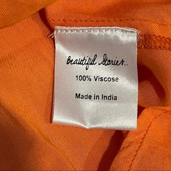 Beautiful Stories Orange Flutter Kimono Sleeve Crochet Beaded Dress - Picture 8 of 8